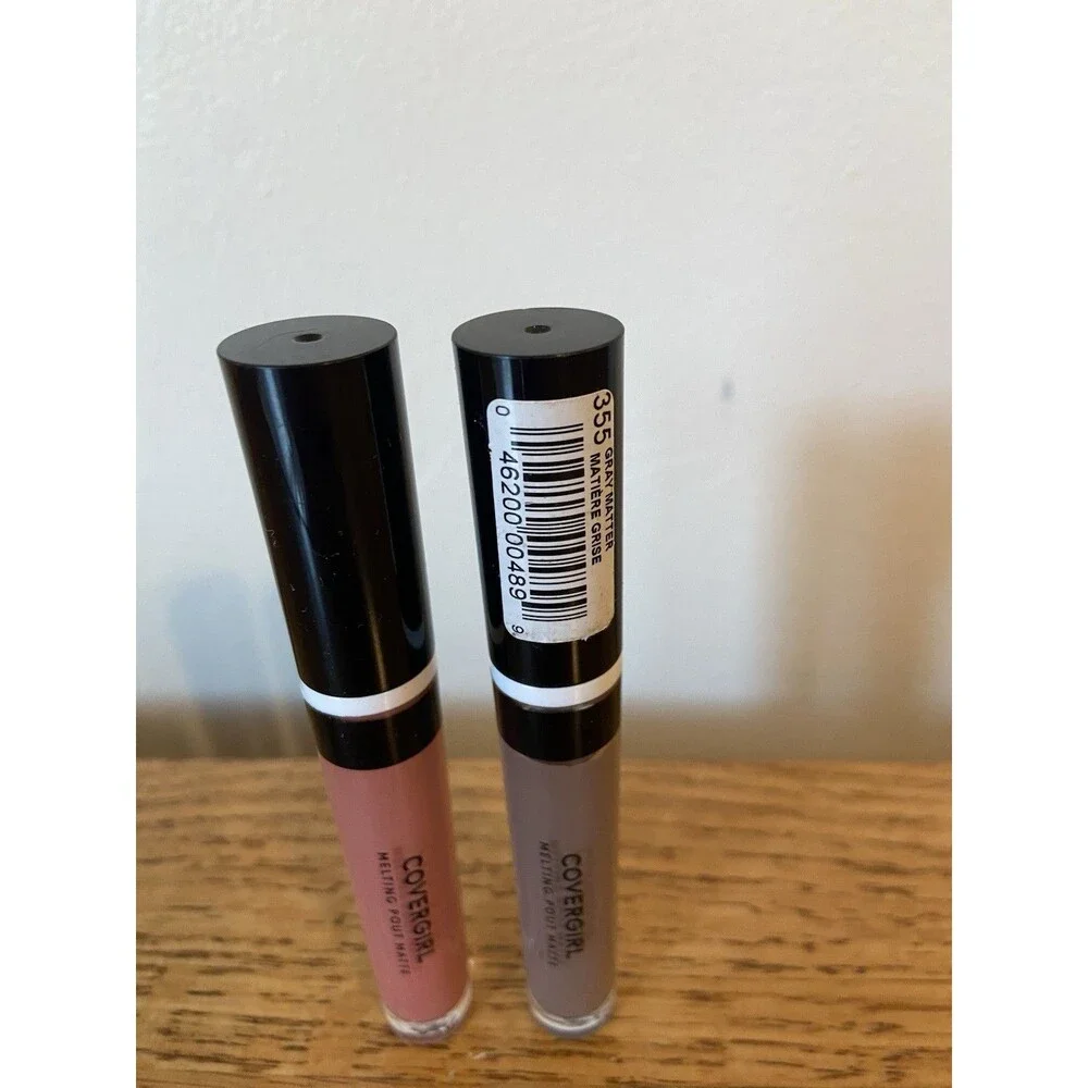 (2) Covergirl Melt Pout Matte Liquid Lipstick 310 Coral Chronicles Gray Matter